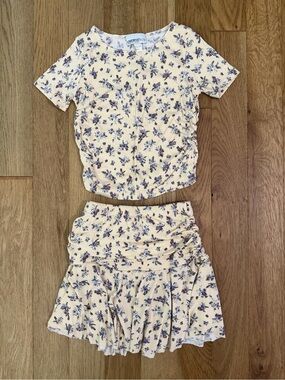 Cheryl Kids Creations Girls Floral 2 Piece Skirt Set Small Yellow